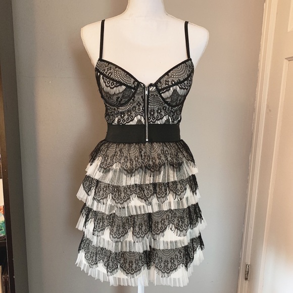 Wet Seal Dresses & Skirts - Sexy Black Lace Ruffle Dress